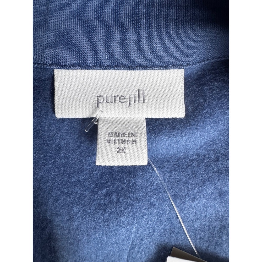 New Pure Jill Azure Blue Popover Top Button Detail V Neck Butter Soft Knit 2X‎ - Picture 3 of 12